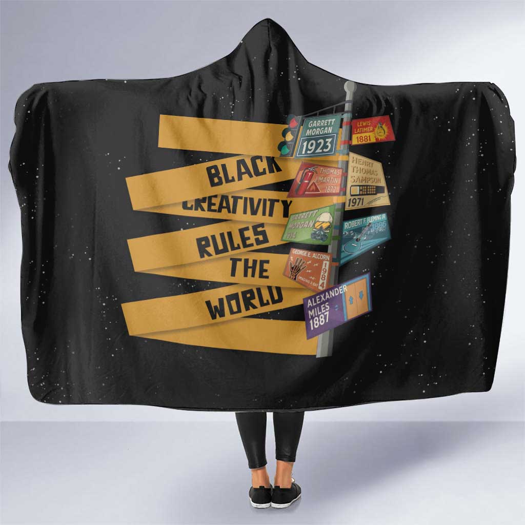 Black Creativity Rules The World Hooded Blanket African Creativity