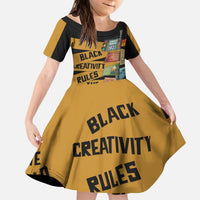 Black Creativity Rules The World Kid Short Sleeve Dress African Creativity - Wonder Print Shop