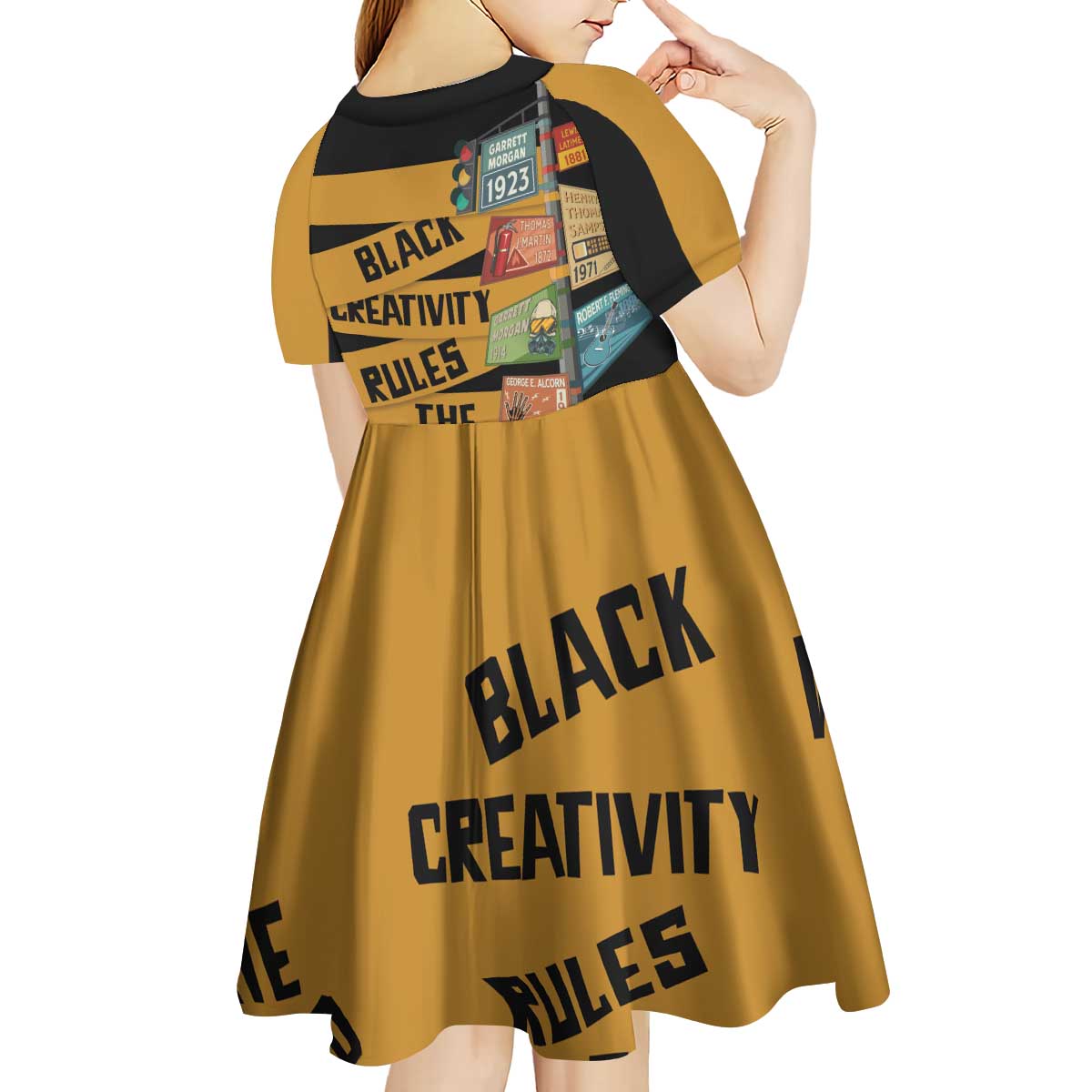 Black Creativity Rules The World Kid Short Sleeve Dress African Creativity - Wonder Print Shop