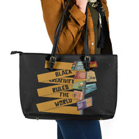 Black Creativity Rules The World Leather Tote Bag African Creativity - Wonder Print Shop