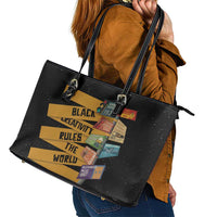 Black Creativity Rules The World Leather Tote Bag African Creativity - Wonder Print Shop