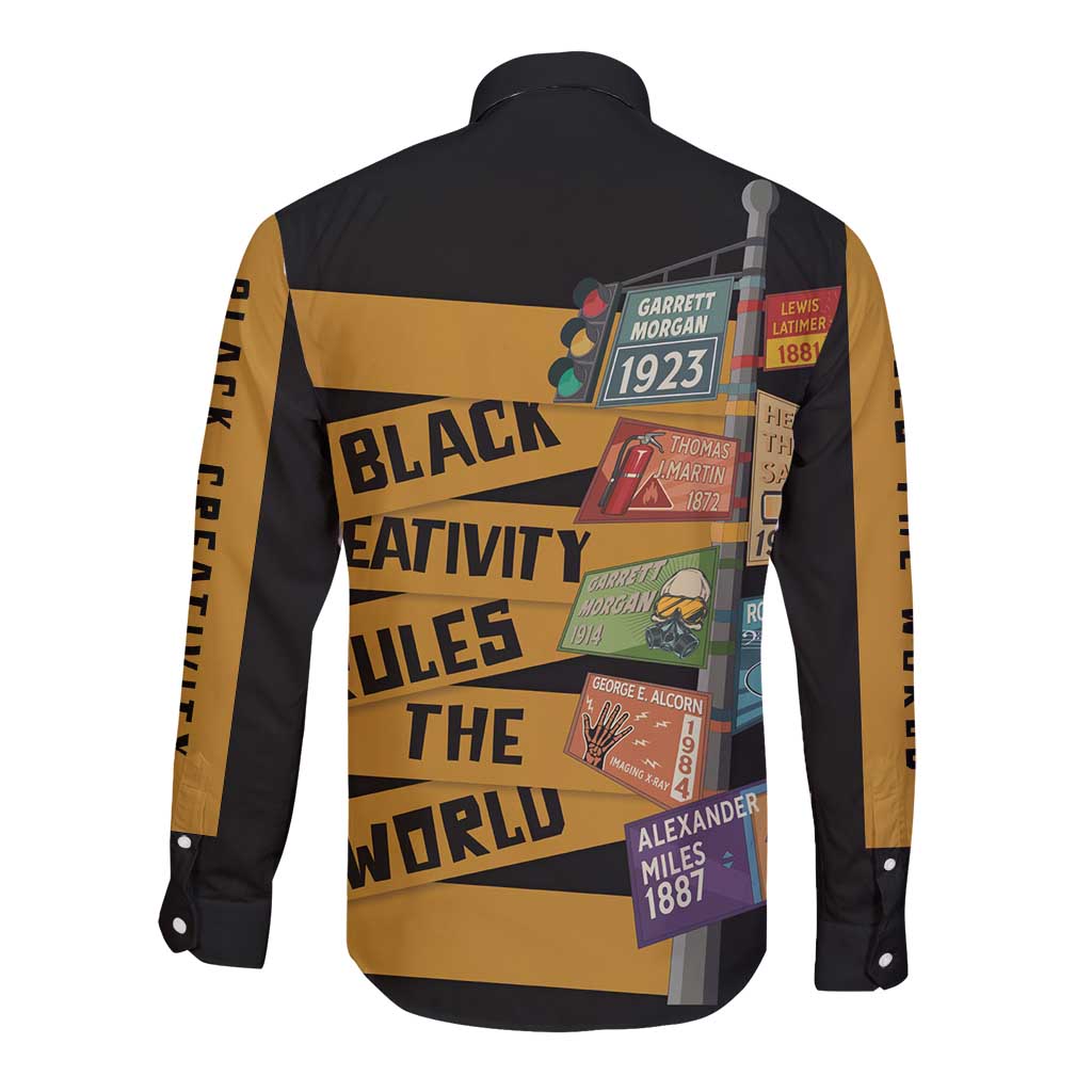 Black Creativity Rules The World Long Sleeve Button Shirt African Creativity - Wonder Print Shop