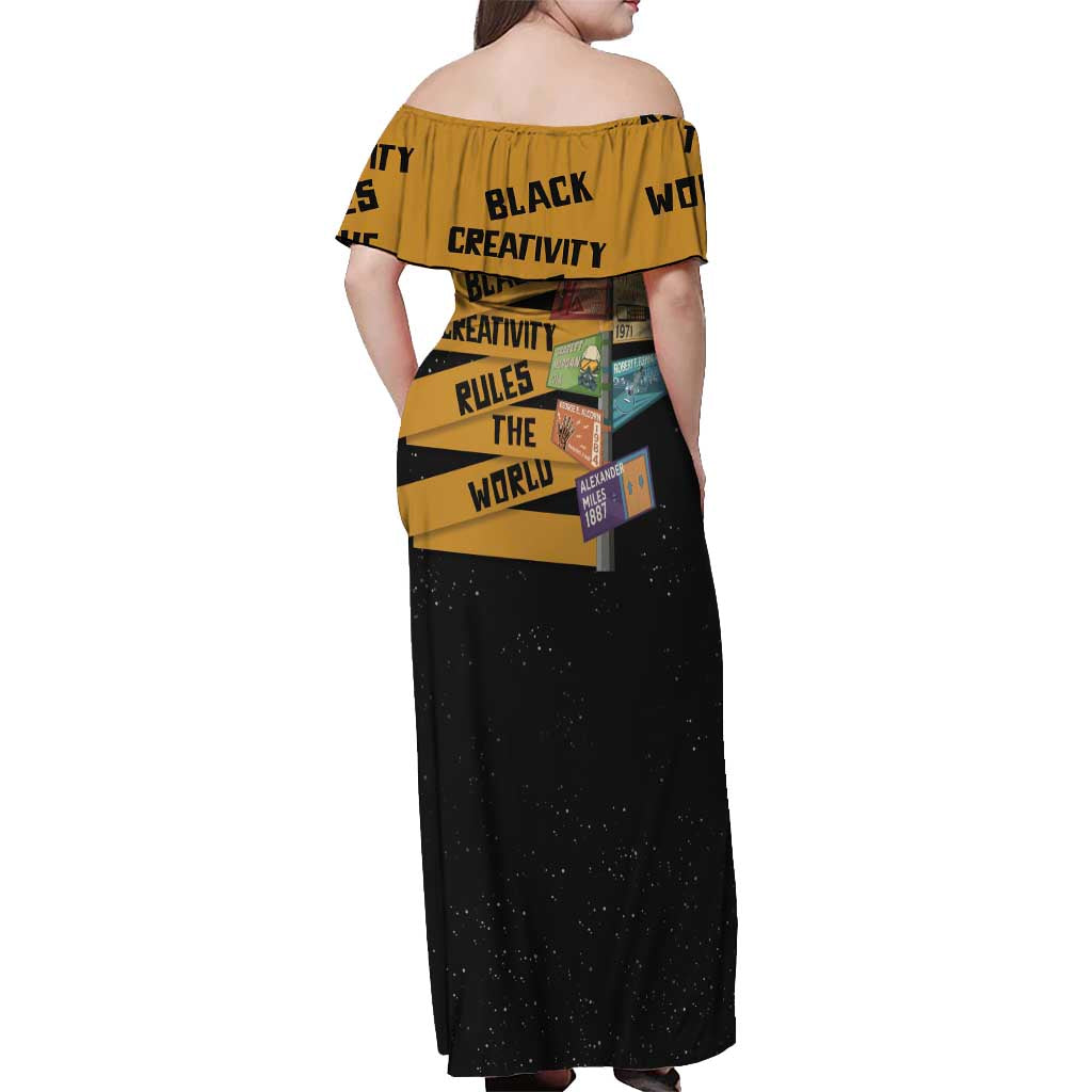 Black Creativity Rules The World Off Shoulder Maxi Dress African Creativity - Wonder Print Shop