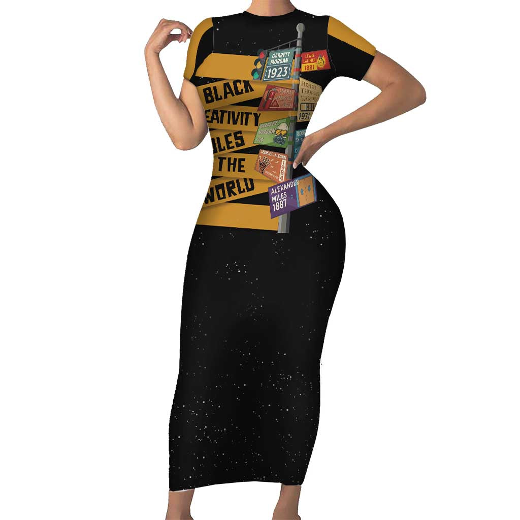 Black Creativity Rules The World Short Sleeve Bodycon Dress African Creativity - Wonder Print Shop
