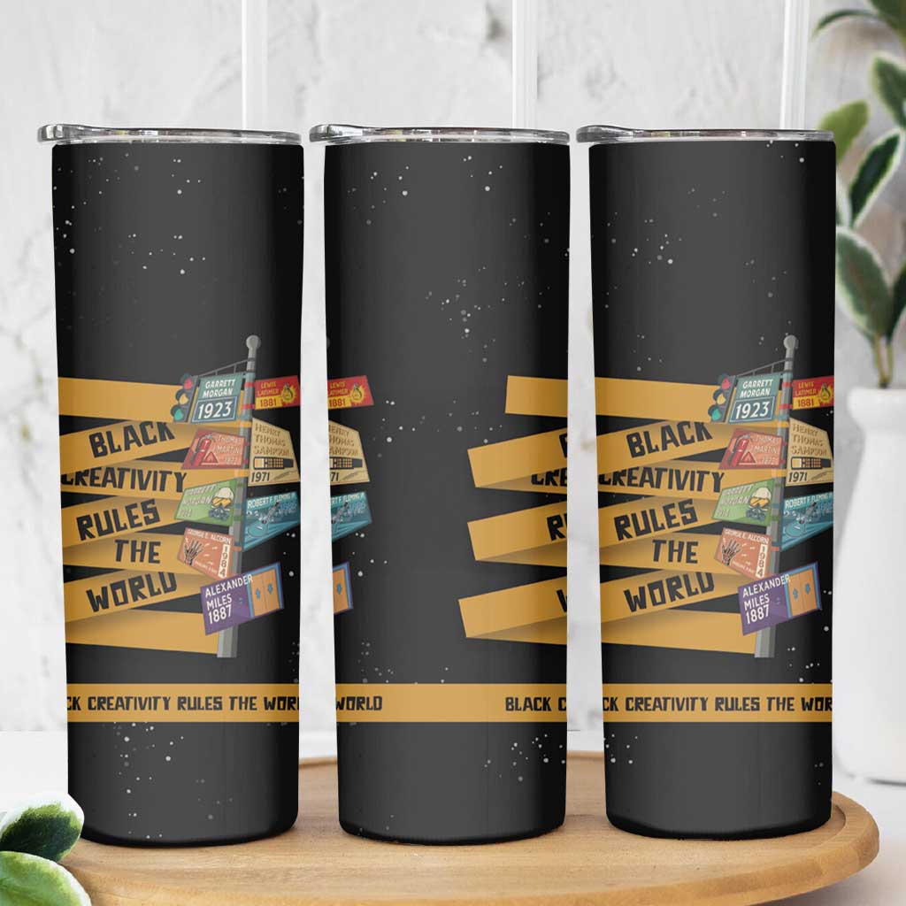 Black Creativity Rules The World Skinny Tumbler African Creativity - Wonder Print Shop