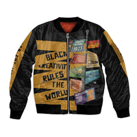 Black Creativity Rules The World Sleeve Zip Bomber Jacket African Creativity - Wonder Print Shop