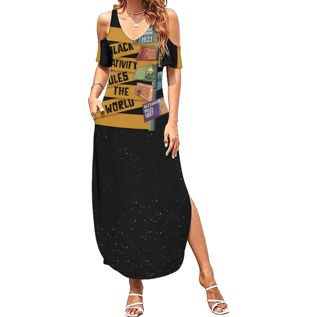 Black Creativity Rules The World Summer Maxi Dress African Creativity - Wonder Print Shop