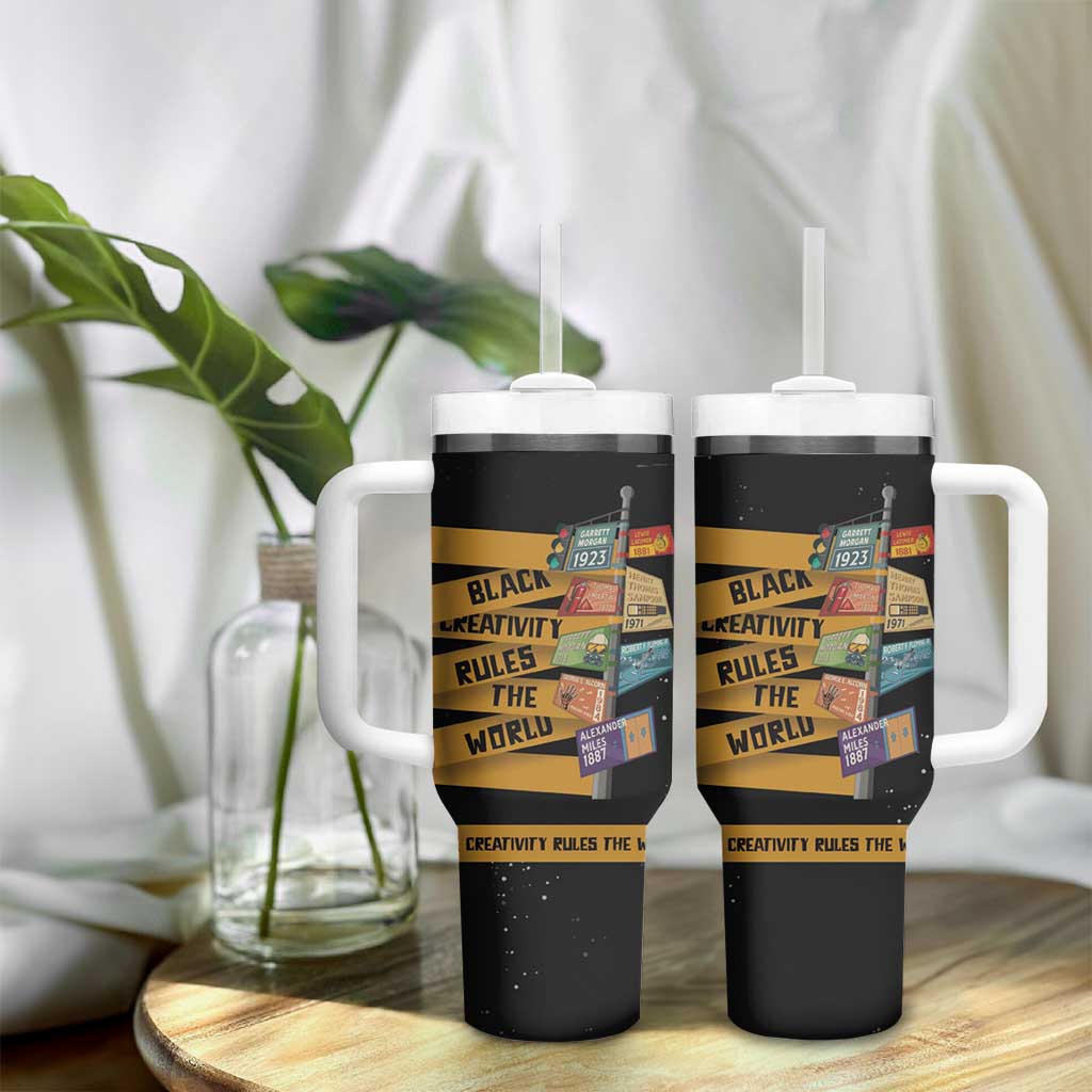Black Creativity Rules The World Tumbler With Handle African Creativity - Wonder Print Shop