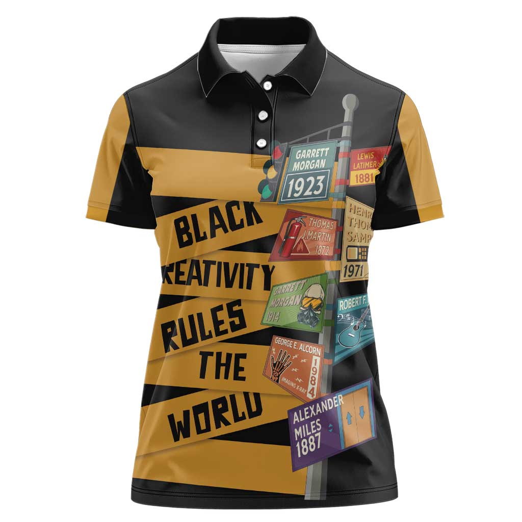 Black Creativity Rules The World Women Polo Shirt African Creativity - Wonder Print Shop
