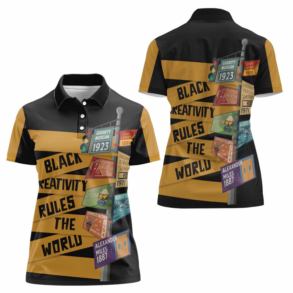Black Creativity Rules The World Women Polo Shirt African Creativity - Wonder Print Shop