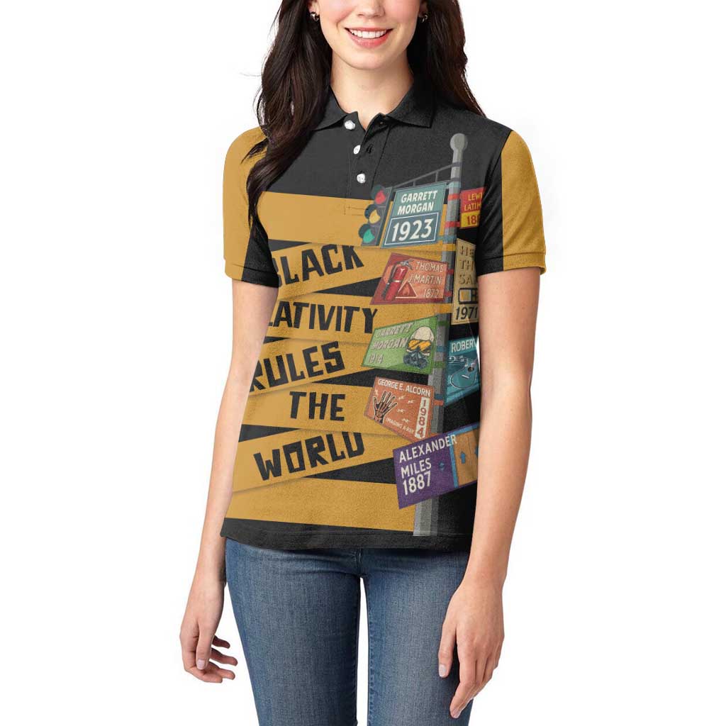 Black Creativity Rules The World Women Polo Shirt African Creativity - Wonder Print Shop