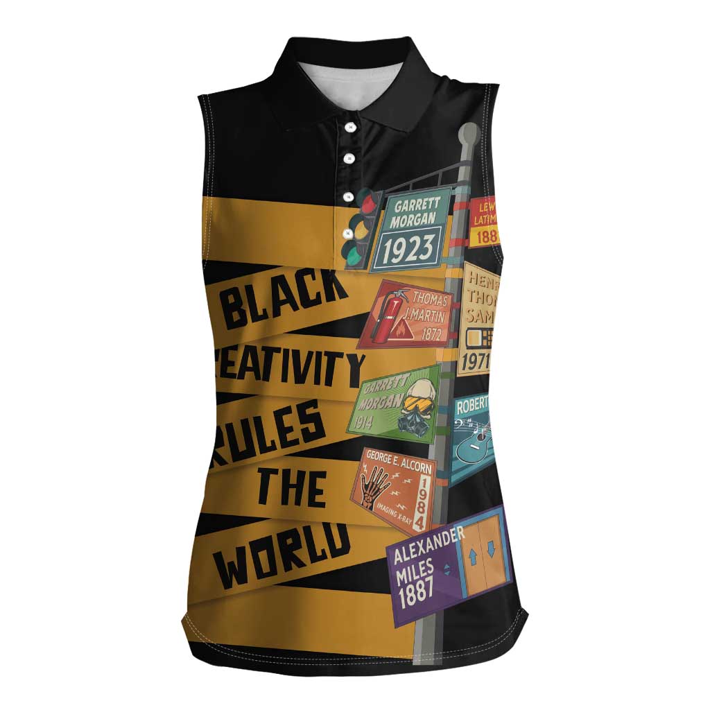 Black Creativity Rules The World Women Sleeveless Polo Shirt African Creativity - Wonder Print Shop