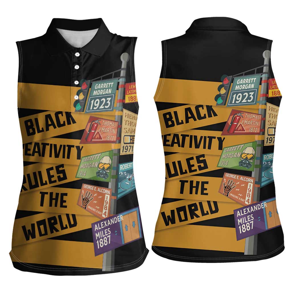 Black Creativity Rules The World Women Sleeveless Polo Shirt African Creativity - Wonder Print Shop