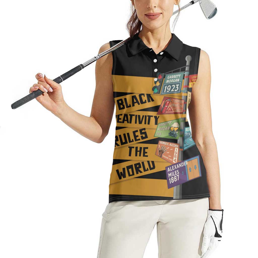 Black Creativity Rules The World Women Sleeveless Polo Shirt African Creativity - Wonder Print Shop