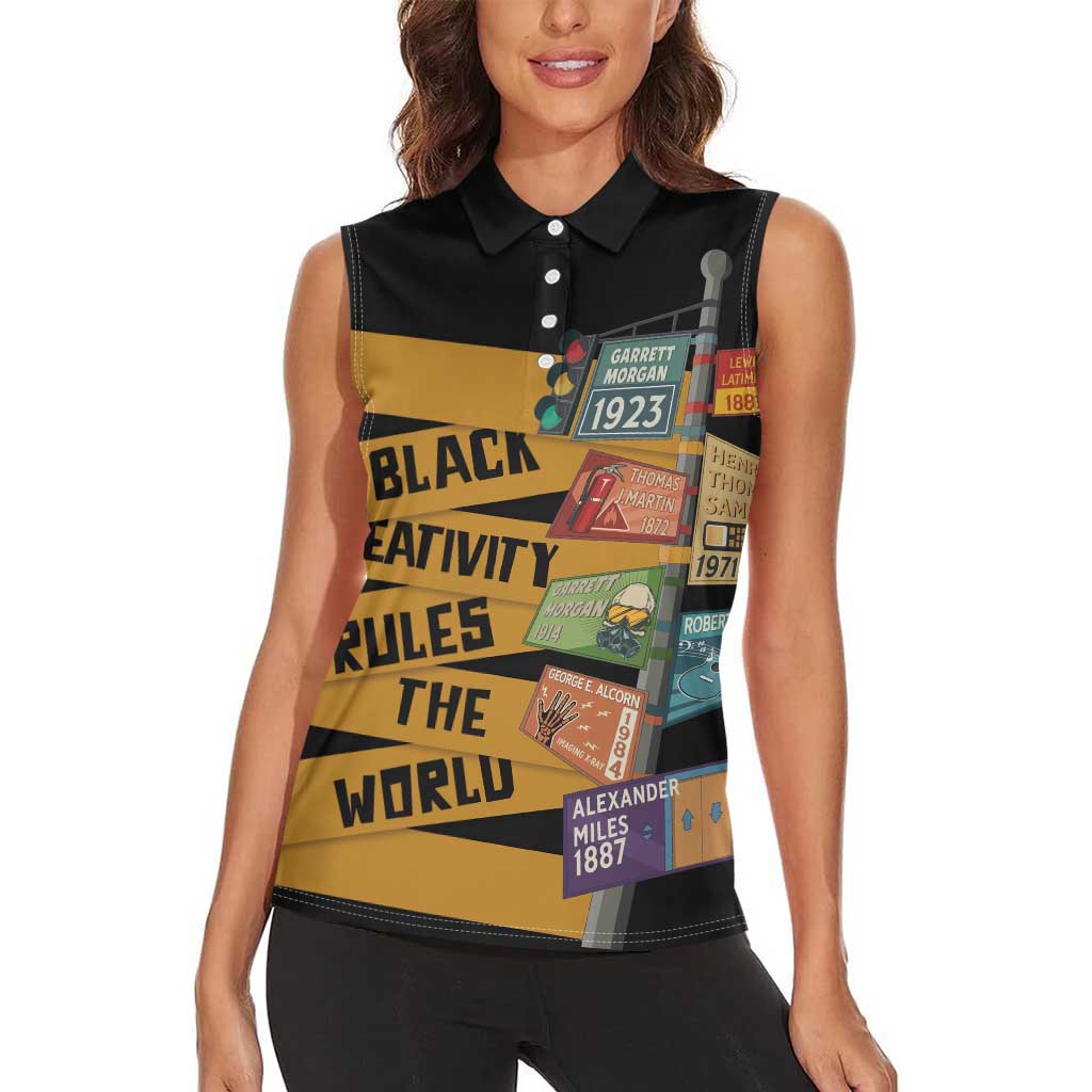 Black Creativity Rules The World Women Sleeveless Polo Shirt African Creativity - Wonder Print Shop