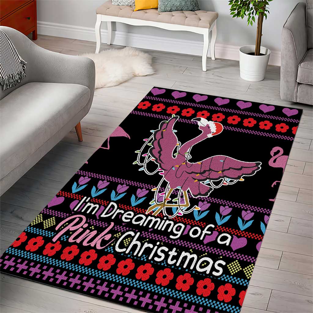 Flamingo Im Dreaming Of A Pink Christmas Area Rug - Wonder Print Shop