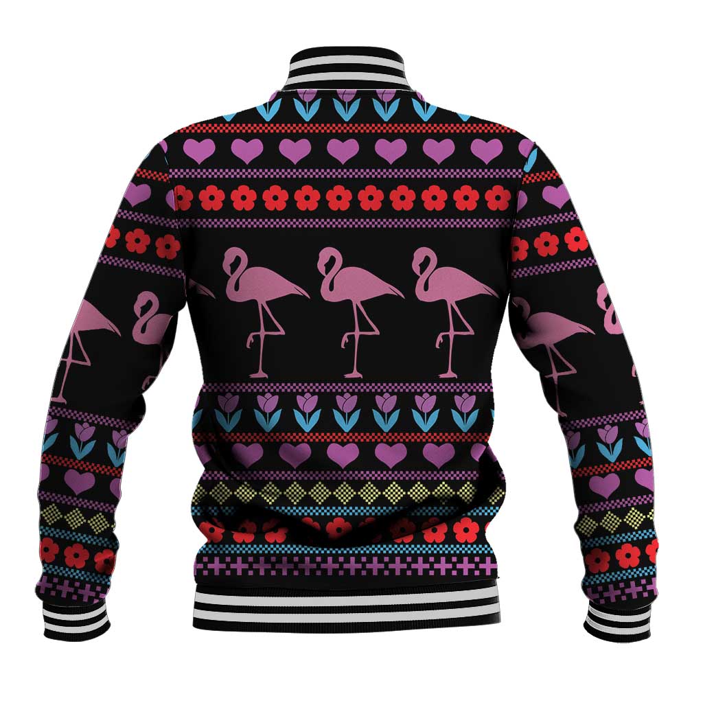 Flamingo Im Dreaming Of A Pink Christmas Baseball Jacket - Wonder Print Shop