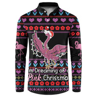 Flamingo Im Dreaming Of A Pink Christmas Button Sweatshirt - Wonder Print Shop