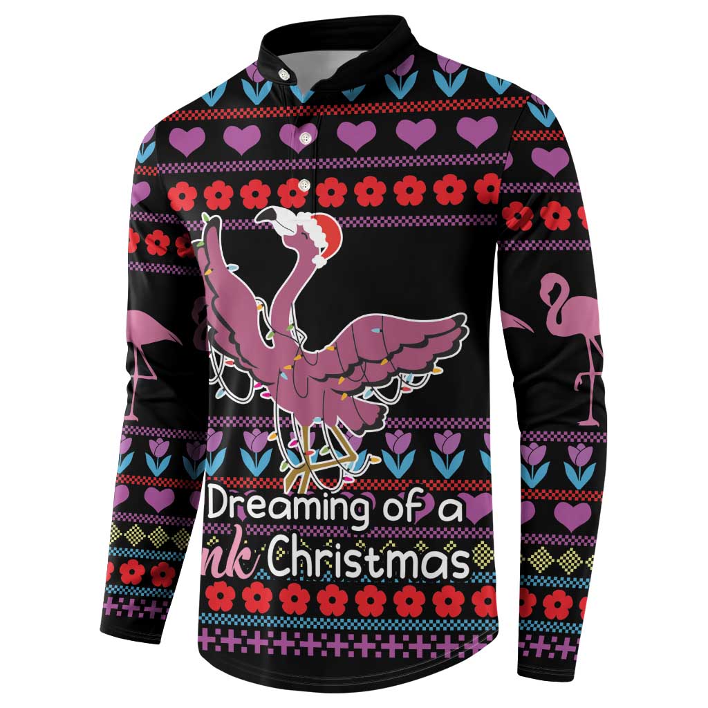 Flamingo Im Dreaming Of A Pink Christmas Button Sweatshirt - Wonder Print Shop