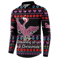 Flamingo Im Dreaming Of A Pink Christmas Button Sweatshirt - Wonder Print Shop