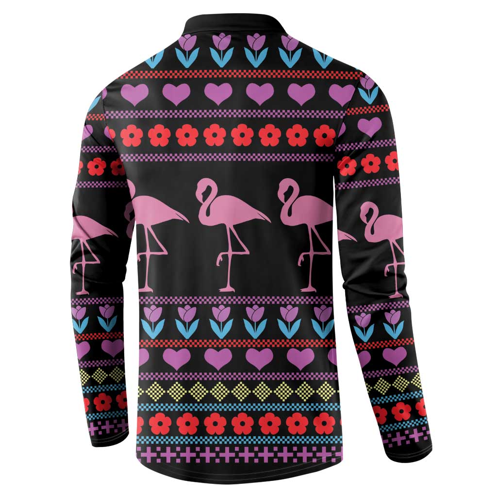 Flamingo Im Dreaming Of A Pink Christmas Button Sweatshirt - Wonder Print Shop