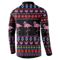 Flamingo Im Dreaming Of A Pink Christmas Button Sweatshirt - Wonder Print Shop