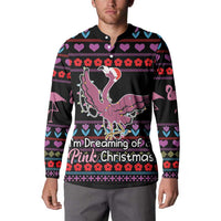 Flamingo Im Dreaming Of A Pink Christmas Button Sweatshirt - Wonder Print Shop