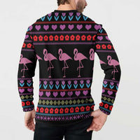 Flamingo Im Dreaming Of A Pink Christmas Button Sweatshirt - Wonder Print Shop