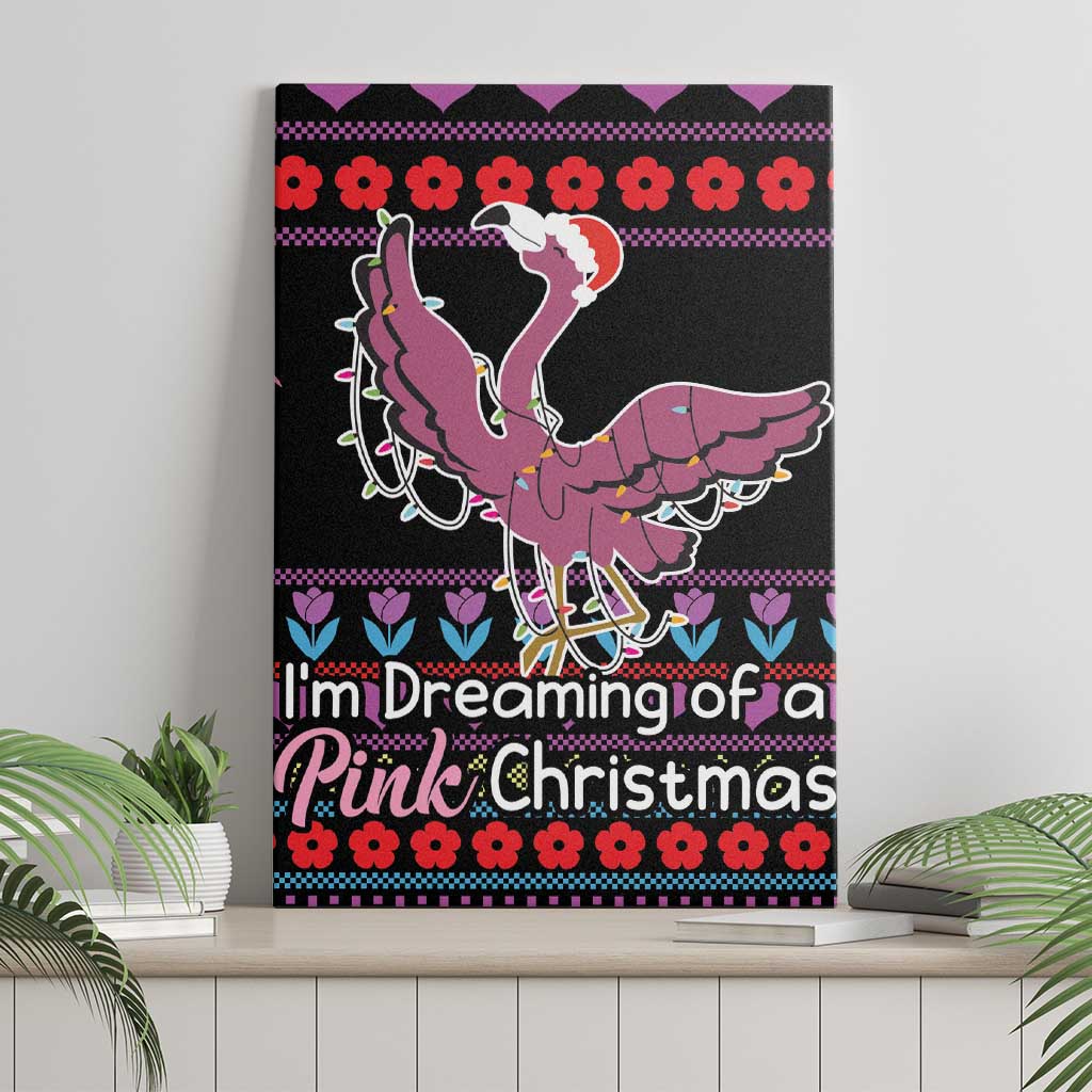 Flamingo Im Dreaming Of A Pink Christmas Canvas Wall Art - Wonder Print Shop