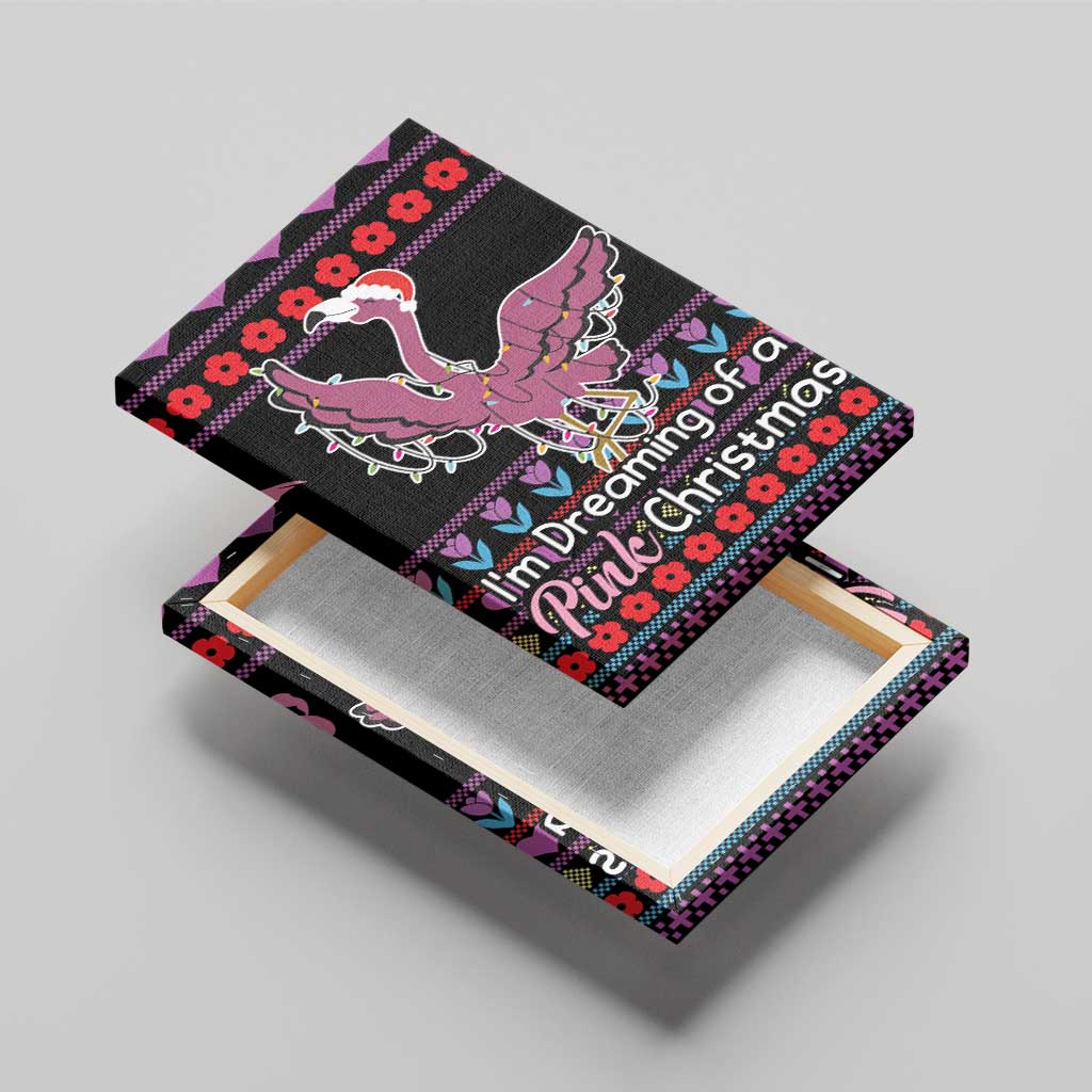 Flamingo Im Dreaming Of A Pink Christmas Canvas Wall Art - Wonder Print Shop