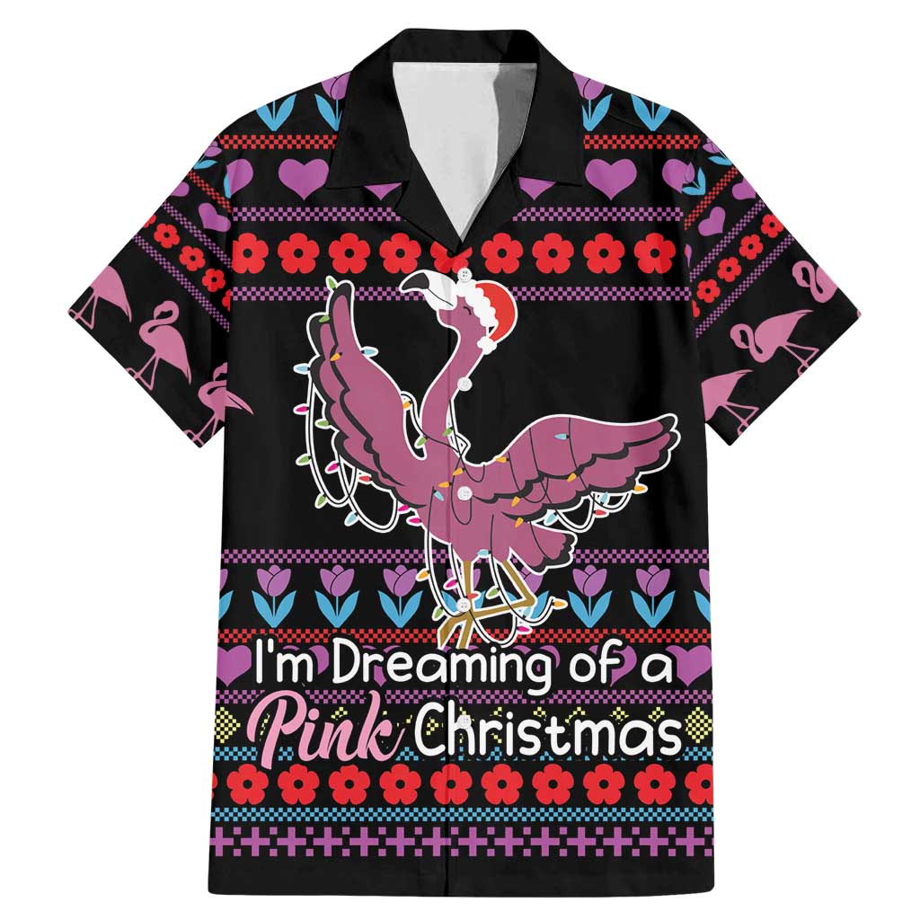 Flamingo Im Dreaming Of A Pink Christmas Family Matching Mermaid Dress and Hawaiian Shirt - Wonder Print Shop