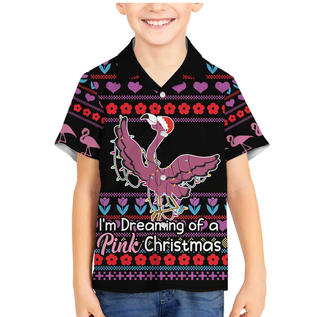 Flamingo Im Dreaming Of A Pink Christmas Family Matching Mermaid Dress and Hawaiian Shirt - Wonder Print Shop