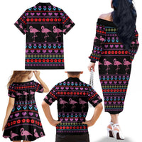 Flamingo Im Dreaming Of A Pink Christmas Family Matching Off The Shoulder Long Sleeve Dress and Hawaiian Shirt - Wonder Print Shop