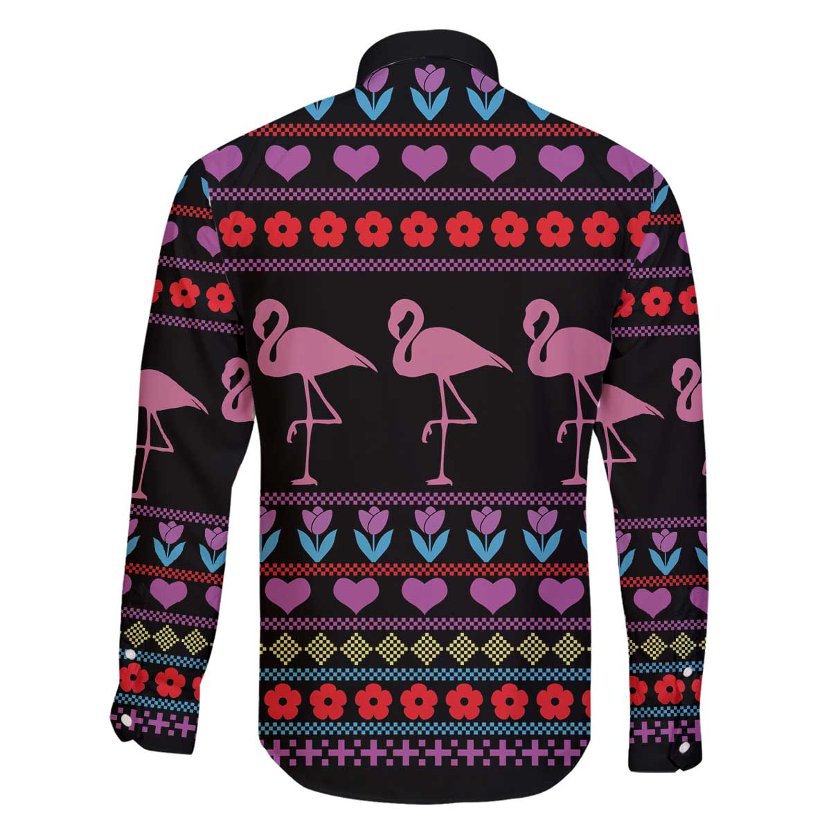 Flamingo Im Dreaming Of A Pink Christmas Family Matching Off The Shoulder Long Sleeve Dress and Hawaiian Shirt - Wonder Print Shop