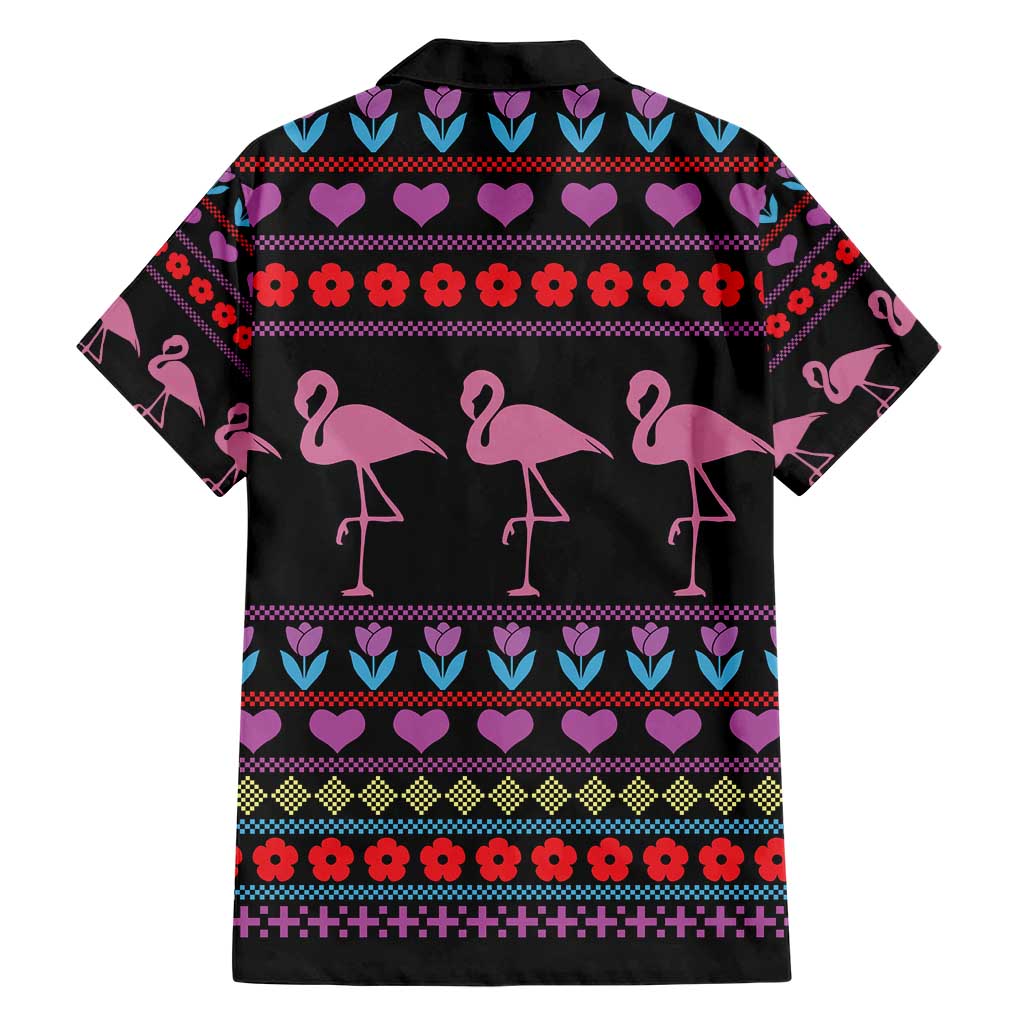 Flamingo Im Dreaming Of A Pink Christmas Family Matching Short Sleeve Bodycon Dress and Hawaiian Shirt - Wonder Print Shop