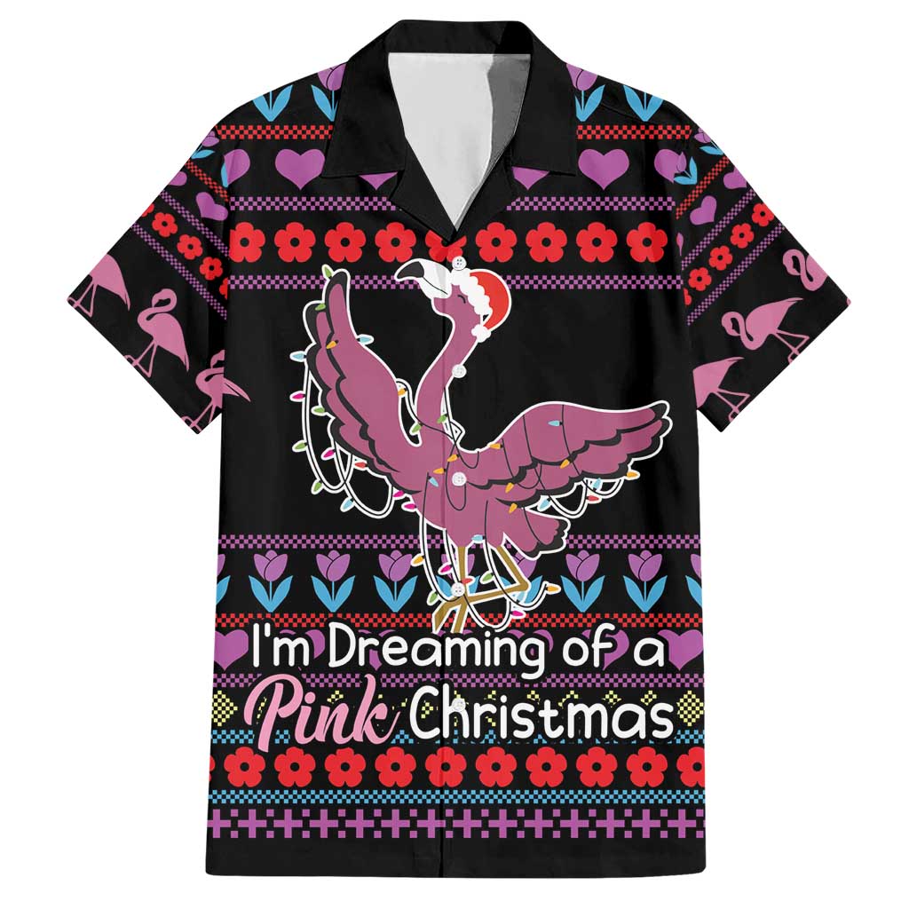 Flamingo Im Dreaming Of A Pink Christmas Hawaiian Shirt - Wonder Print Shop