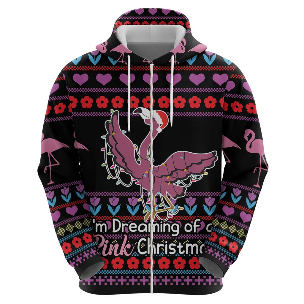 Flamingo Im Dreaming Of A Pink Christmas Hoodie - Wonder Print Shop
