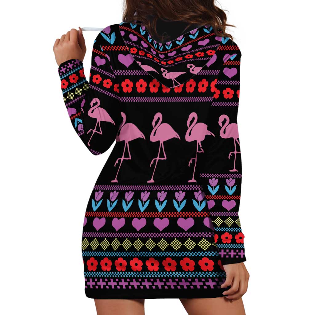 Flamingo Im Dreaming Of A Pink Christmas Hoodie Dress - Wonder Print Shop