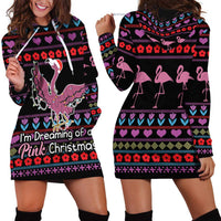 Flamingo Im Dreaming Of A Pink Christmas Hoodie Dress - Wonder Print Shop