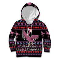 Flamingo Im Dreaming Of A Pink Christmas Kid Hoodie - Wonder Print Shop