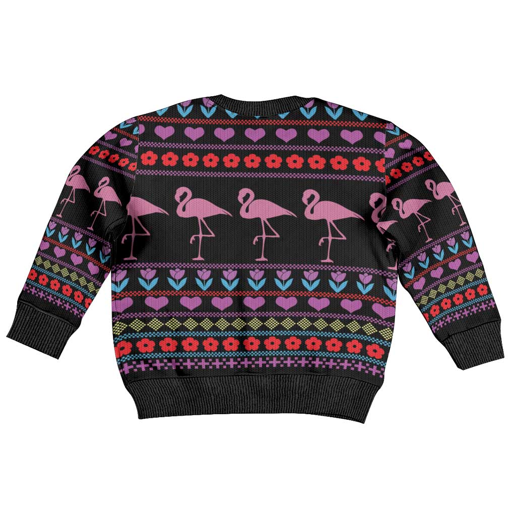 Flamingo Im Dreaming Of A Pink Christmas Kid Ugly Christmas Sweater - Wonder Print Shop