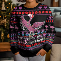 Flamingo Im Dreaming Of A Pink Christmas Kid Ugly Christmas Sweater - Wonder Print Shop