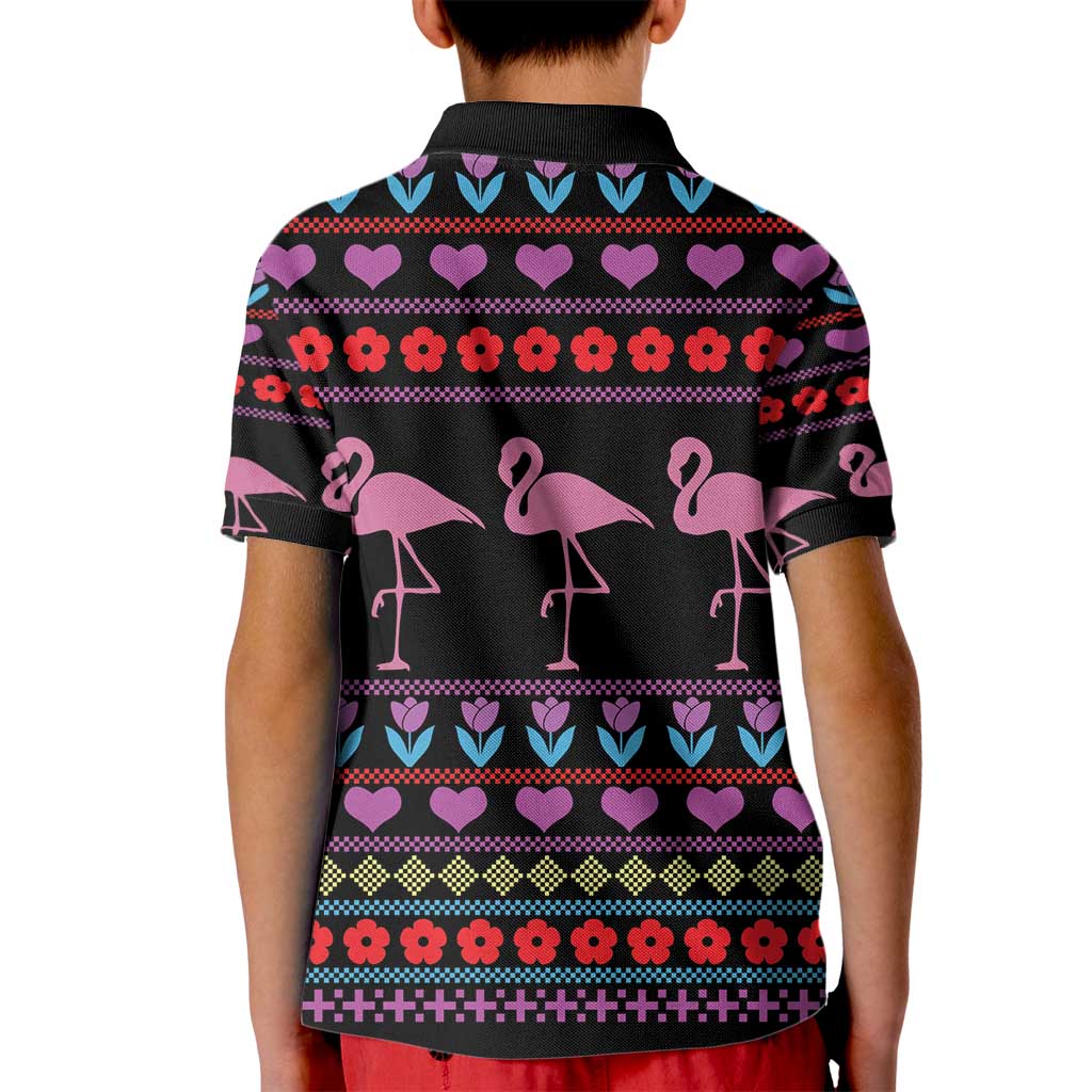 Flamingo Im Dreaming Of A Pink Christmas Kid Polo Shirt - Wonder Print Shop