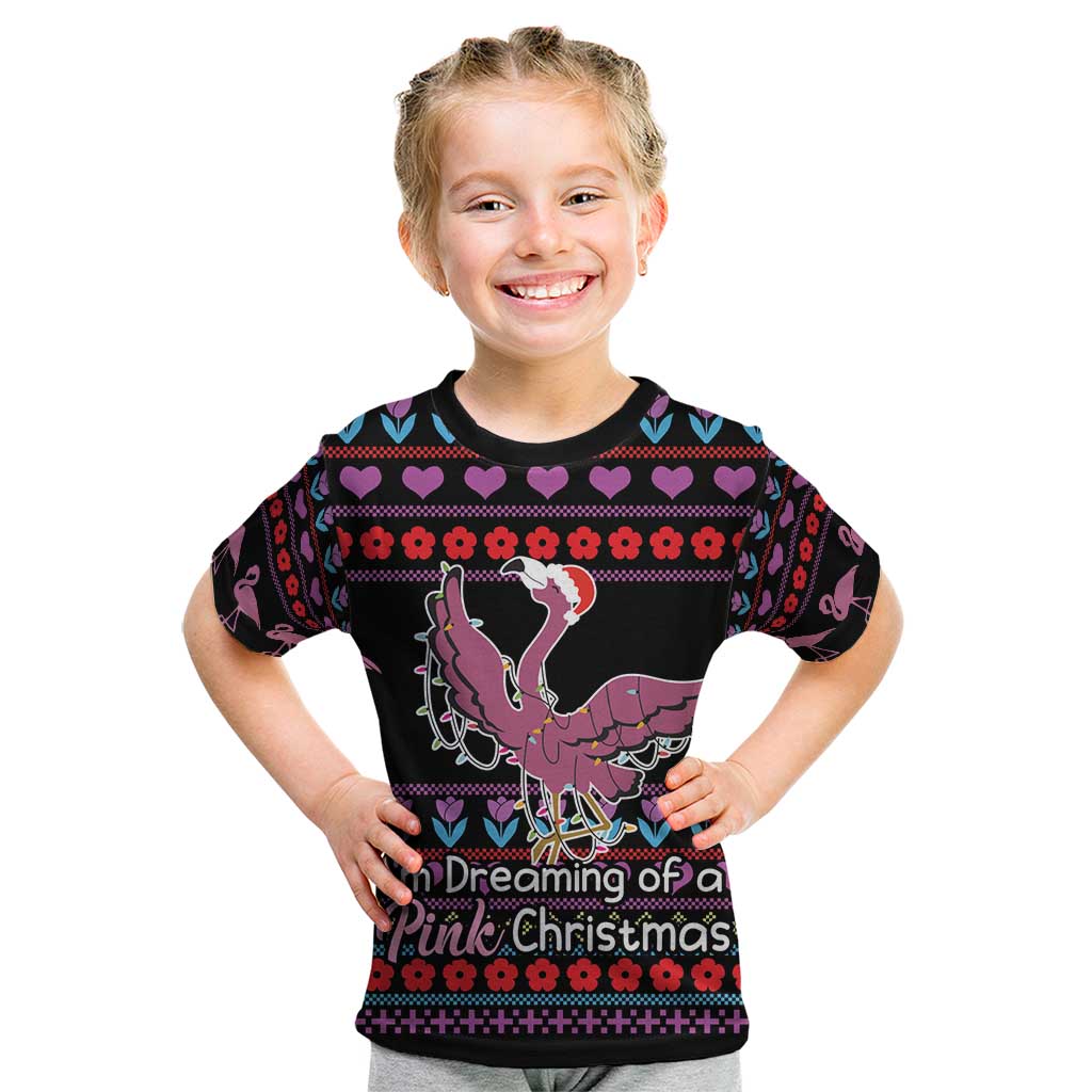 Flamingo Im Dreaming Of A Pink Christmas Kid T Shirt - Wonder Print Shop