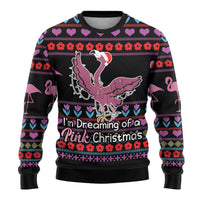 Flamingo Im Dreaming Of A Pink Christmas Ugly Christmas Sweater - Wonder Print Shop