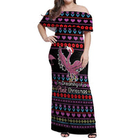 Flamingo Im Dreaming Of A Pink Christmas Off Shoulder Maxi Dress - Wonder Print Shop