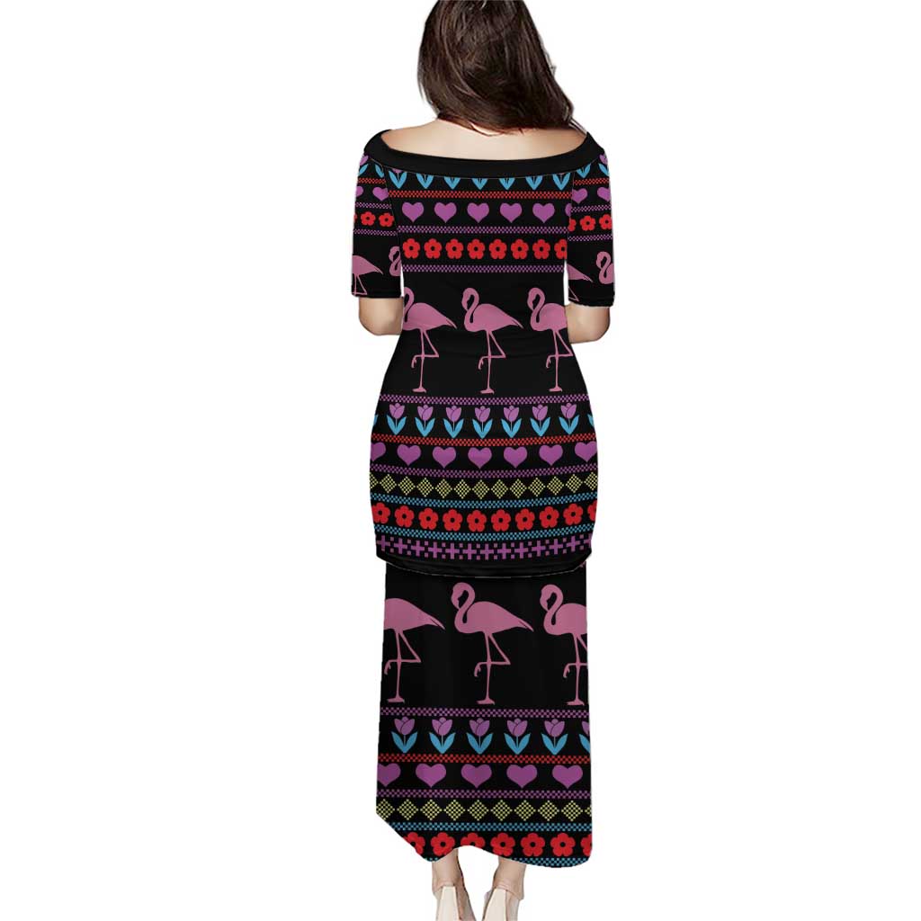 Flamingo Im Dreaming Of A Pink Christmas Puletasi - Wonder Print Shop