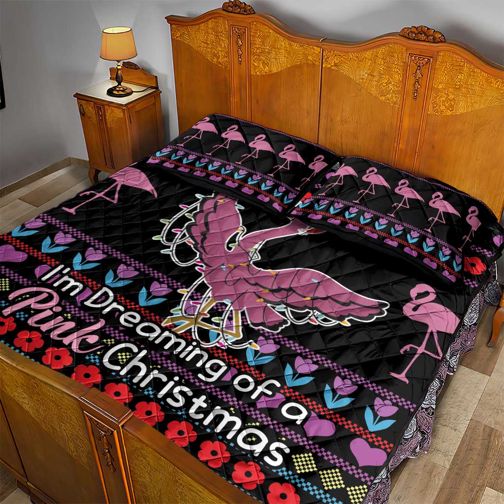 Flamingo Im Dreaming Of A Pink Christmas Quilt Bed Set - Wonder Print Shop