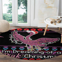 Flamingo Im Dreaming Of A Pink Christmas Round Carpet