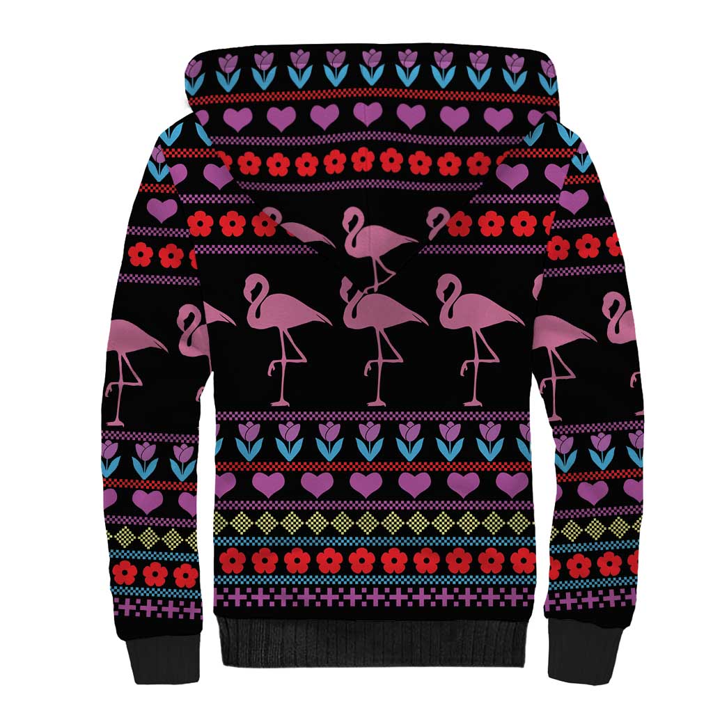 Flamingo Im Dreaming Of A Pink Christmas Sherpa Hoodie - Wonder Print Shop